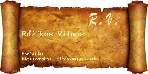 Rákos Vilmos névjegykártya